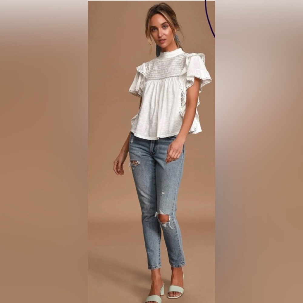 NWT Free People Le Femme Tee in White
